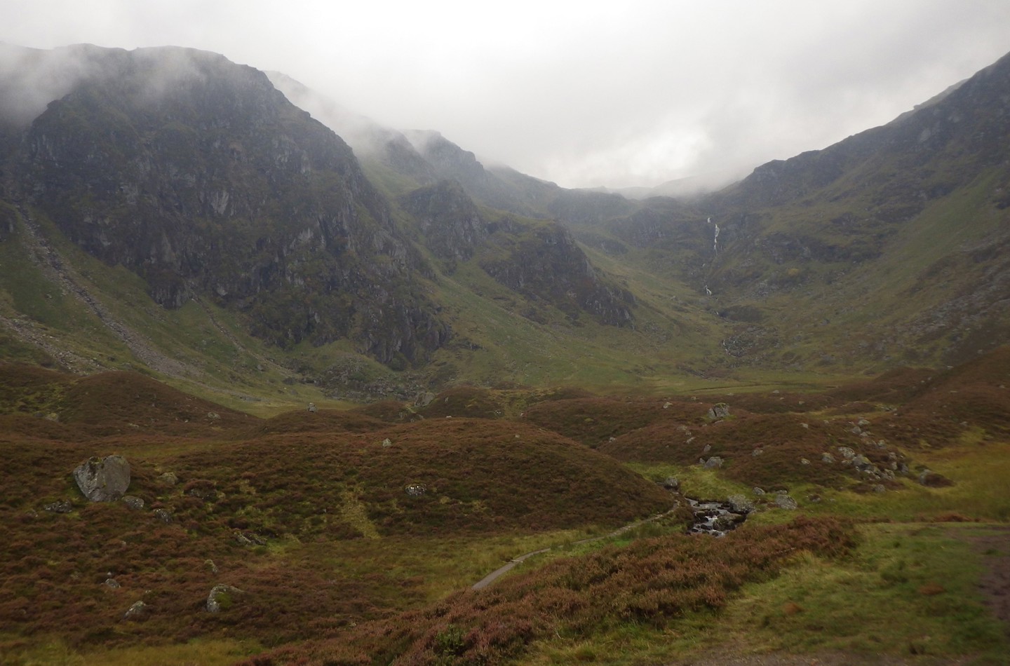 View of glen with low cloud