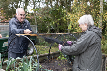 two people gardening