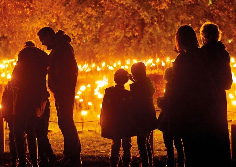 People watching the Scented Fire Garden